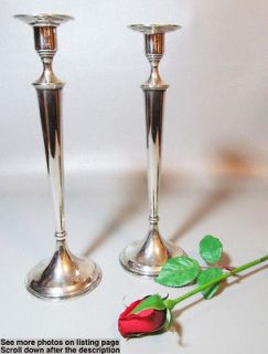 Pair Tapered Sterling Silver Candlesticks c1900 Currier & Roby 2587N