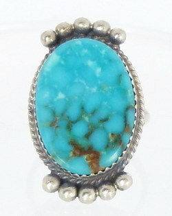 Navajo Turquoise Sterling Silver Ring Betty Joe Womens Size 8 1/2