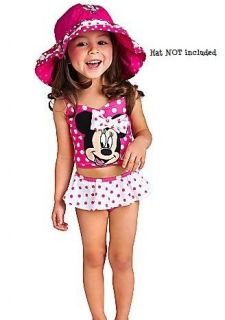 NEW Disney Minnie Mouse 3D Bow Pink & White Polka Dot 2pc Skirted 