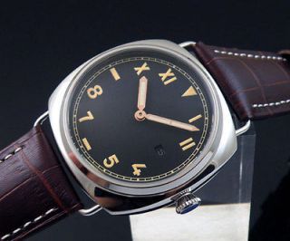 45mm parnis black California dial automatic seagull 2542 datewindow 