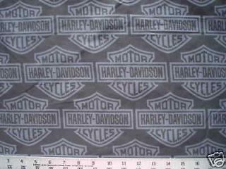 Biker Black HARLEY DAVIDSON Motorcycle Logo Quilt Fabric 72x35
