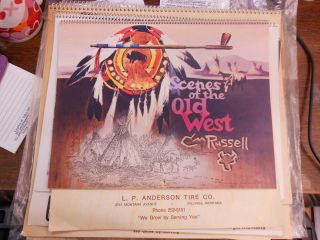 1984 calendar CM Russell SCENES OF THE OLD WEST Anderson Tire Co 