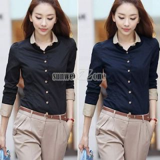 S0BZ NEW Korea Women Long Sleeve Work Blouse/ Shirts/ Tops 4 Sizes 2 