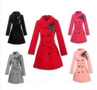 Womens Woolen Warm Winter Long Coat Jacket Trench Slim Fit Fashion