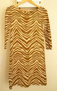 CREW COLLECTION zebra print merino wool dress XS
