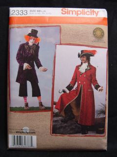 NEW Simplicity 2333 Mad Hatter Captain Hook pirate coat costume 