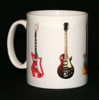 Electric Guitar Mug. 5 Famous rock guitars on 1 mug.