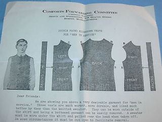 Comforts Forwarding Committee Men In Service Vests Pattern 1918 World 