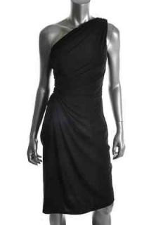 Tadashi Shoji NEW Black Jersey One Shoulder Semi Formal Dress Petites 