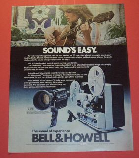 1977 BELL & HOWELL PROJECTORS & CAMERAS Ad ArtSUPER 8 WITH SOUND 