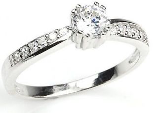   Cut CZ With Pave Set Accents Engagement Sterling Silver 925 Ring NWT
