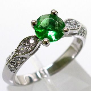 GORGEOUS 1 CT EMERALD 925 STERLING SILVER MICRO PAVE RING SIZE 5