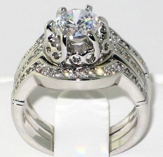   Antique 1.85 Ct. CZ Bridal Engagement Wedding Ring 3 PC. Set   SIZE 6