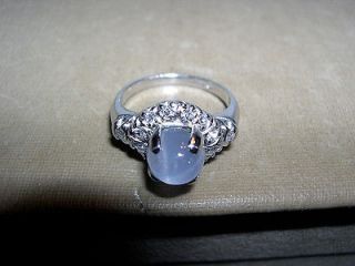   Platinum~Natural Blue Star Sapphire~Diamond Cocktail Ring ~2.5CTS