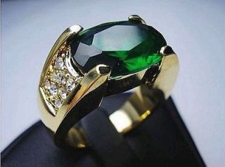 Jewelry Brand New emerald mens 10KT yellow Gold Filled Ring size 12