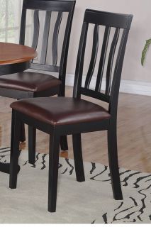 ANTIQUE DINING DINETTE CHAIR WITH FAUX LEATHER UPHOLSTERED SEAT IN 