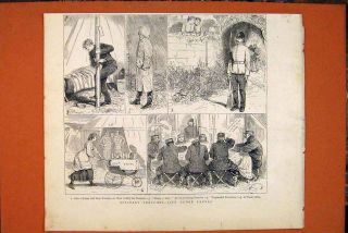 Military Sketches Tents Camp Canvas Old Print 1879
