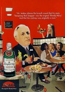 TANQUERAY GIN AD 1996 MR. JENKINS ~ TANQUERAY RED SNAPPER ~ BLOODY 