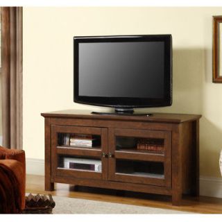   Wood with Glass Door Plasma/LCD TV Console Stand, Brown, Contemporary