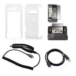 For LG EnV Touch VX11000 Clear Hard Case + Screen Cover + Car Charger 