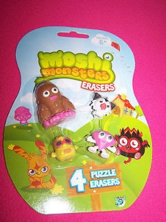 MOSHI MONSTERS 4 PUZZLE ERASERS BNIP IN STOCK NEW FURI ROXY PACK