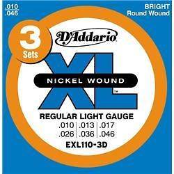 Addario EXL110 Nickel Light Electric Guitar Strings 3 Pack