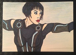 ACEO Original Sketch art card 1/1 Quorra from Tron Legacy Olivia Wilde 