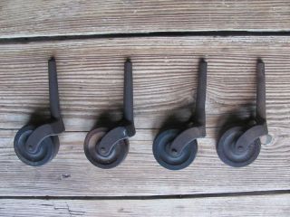 Early Antique Wooden & Cast Iron Shaker Bed Wheels Casters 4