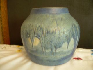 Beautiful Newcomb College Pottery Scenic Vase with Moon by Anna 