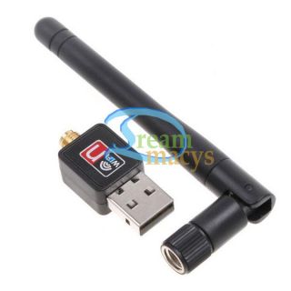 150Mbps Mini USB Wireless WiFi Network Card 802.11n/g/b w/Antenna LAN 