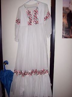 Vintage Gunne Sax Style White Maxi Dress Mexican 70s Size Small