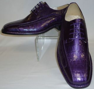   Awesome Shiny Metallic Purple Exotic Print Dress Shoes Viotti 1217 049