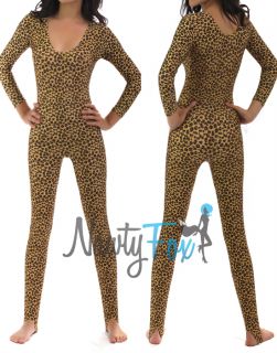 Leopard Animal Cheetah Cat Shiny Spandex Stirrup Unitard,Bodysu​it 