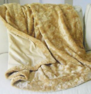 Designer LUX Faux Poodle Fur Throw Bedding Blanket Blond Face velvet 