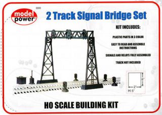 HO Scale Train Layout 2 Track Signal Bridge Set Model Power 419 NIP