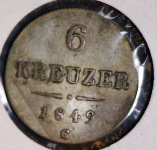 1849 C Austria Kingdom Franz Joseph 1 Six Kreuzer KM#2200