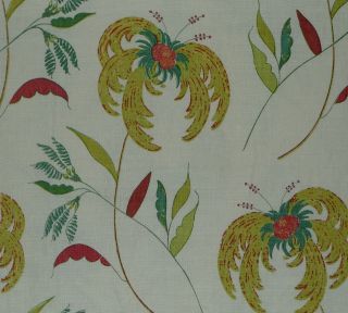 RAOUL TEXTILES Paradiso hand print linen panels floral chartreuse red 
