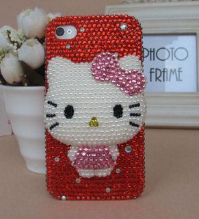 New Hello Kitty Face Bling Flatback DIY Phone iPhone 4S / 5g Case Deco 