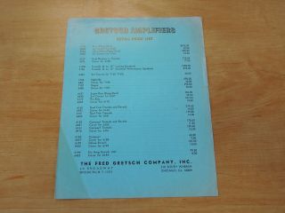 Gretsch Amplifiers Retail Price List 1969 Original Not Reprint Perfect 
