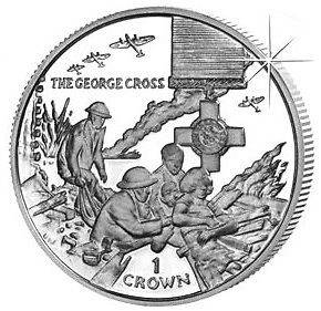 ISLE OF MAN 1 CROWN 2004 BU  WWII MEDALS   THE GEORGE CROSS 