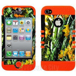   iPhone 4 4S 4GS Impact Orange Skin Case with Mossy Branch Camo Cover