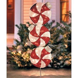 OUTDOOR LIGHTED CHRISTMAS PEPPERMINT CANDY ORNAMENT Yard Art Holiday 