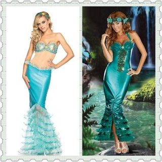   Mermaid Costume Layered Long Dress Halloween Fancy Party @WL6828