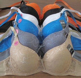 Hot Deal Lot 6 Full Cup Solid Color Plain Full Lace Cover Push Up 
