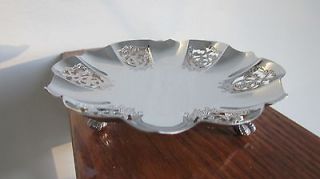 Vintage Farber Brothers Krome Kraft Footed Dish with Lace Design