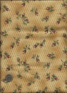    Print gold inlay rose buds/green chicken wire golden tan   Maywood