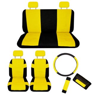 FAUX PU LEATHER Truck CAR SEAT COVERS 11 PCS Superior Yellow Black 