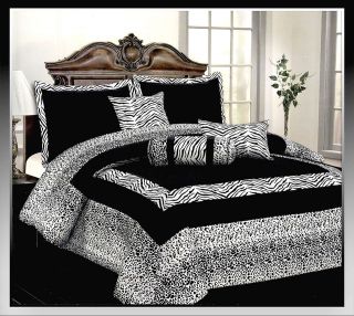 Pcs Flocking Zebra+Leopard Design Comforter Set Bed In A Bag King 