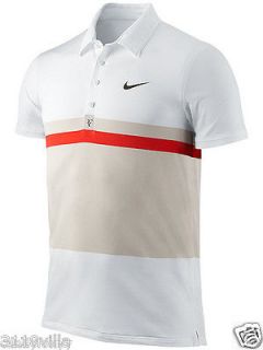 Nike Federer RF Smash Stripe Mens Polo Shirt White 446905 100 M 