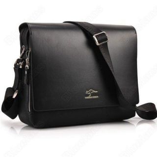 Kangaroo Mens Crossbody Shoulder Messenger Bag Briefcase Black L 